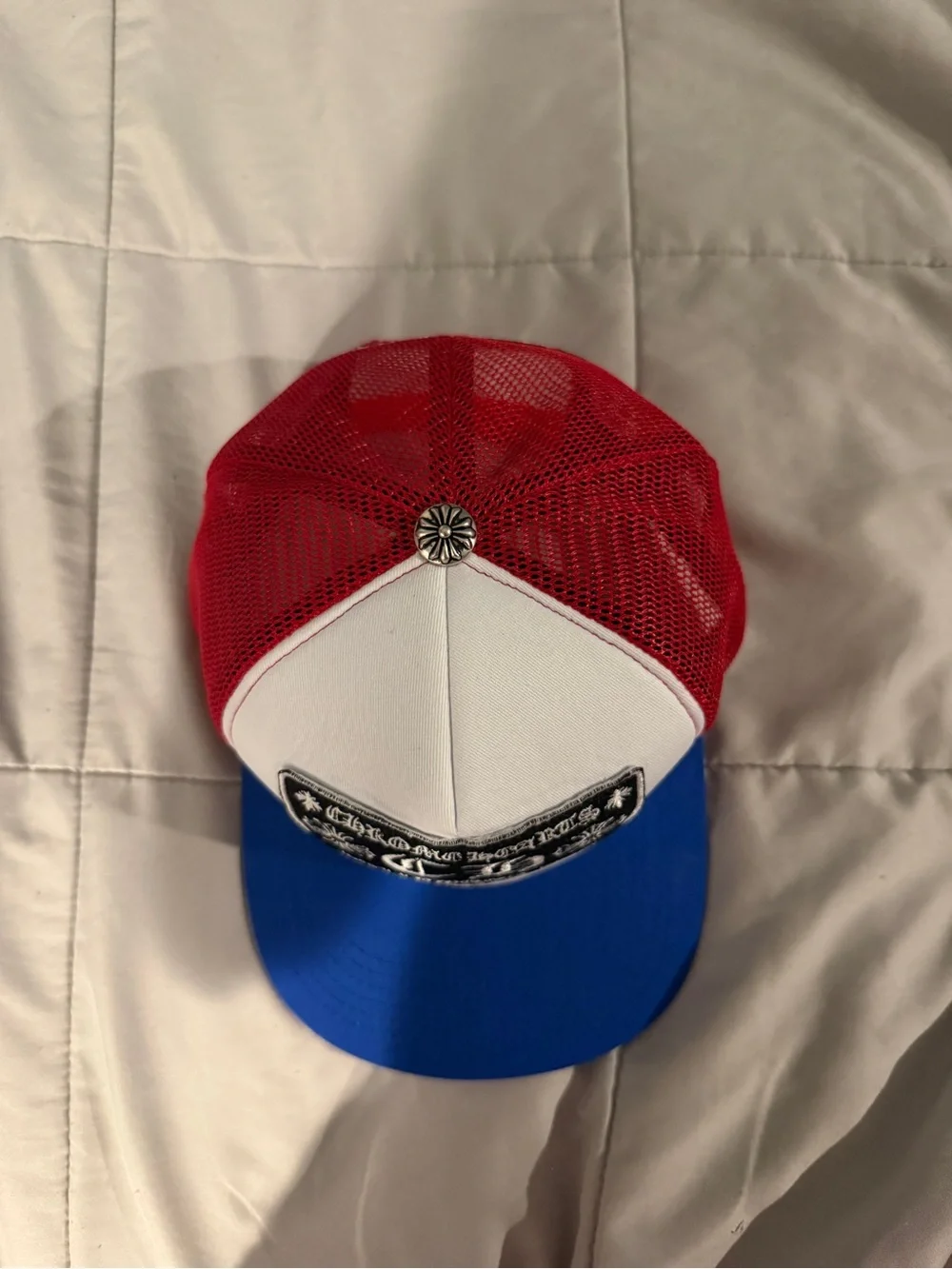 Chrome Hearts Kids Trucker Hat - Red White Blue Patch